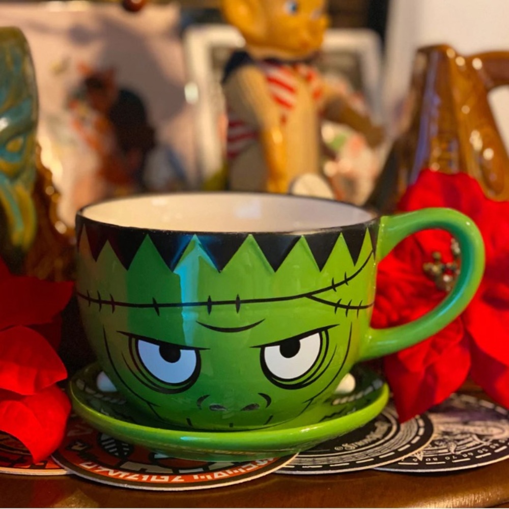 Frankenstein NEW SOUP COFFEE mug saucer SET pychobilly monster tea cup - Picture 3 of 8